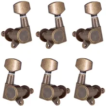 6PCS Guitar Tuning Nail Tuner Head 3R+3L Red Copper/Bronze Electric Guitar Tuning Pegs Machine Heads Tuners Parts Accessories
