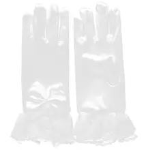Перчатки с цветочным узором для девочек, Короткие Сатиновые перчатки с бантом для свадьбы, детского сада, дня рождения, вечеринки, платья для выступлений, перчатки для От 8 до 12 лет