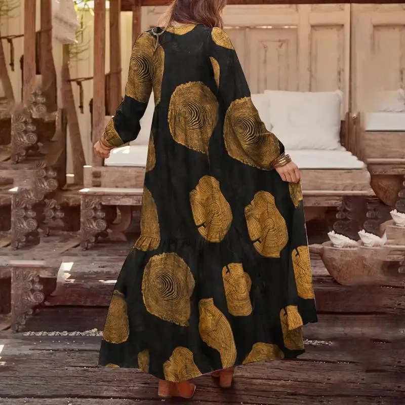 Autumn Long Sleeve Long Maxi Dress WomenPlaid Dress ZANZEA 2020 Casual Summer Sundress Loose Fashion Vestidos Party Robe