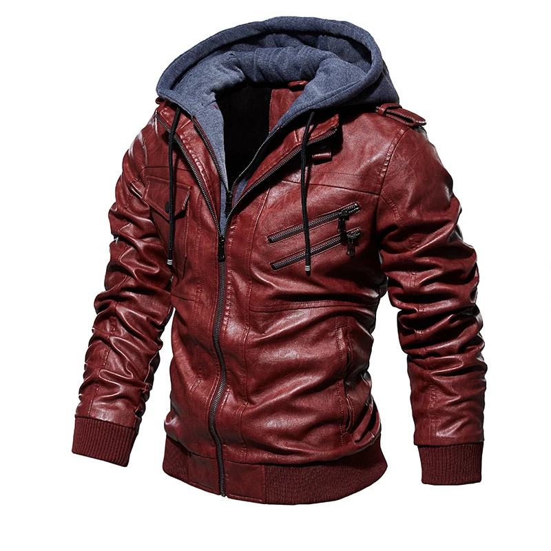 Мужские зимние теплые флисовые куртки и пальто осенняя мужская шляпа съемные кожаные куртки верхняя одежда мотоциклетная куртка из искусственной кожи M-4XL