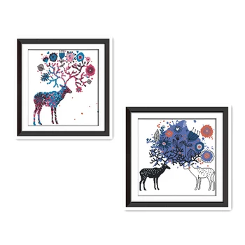 

Everlasting Love Elk Chinese Cross Stitch Kits Ecological Cotton Stamped Printed 14CT 11CT DIY Gift Wedding Decoration For Home