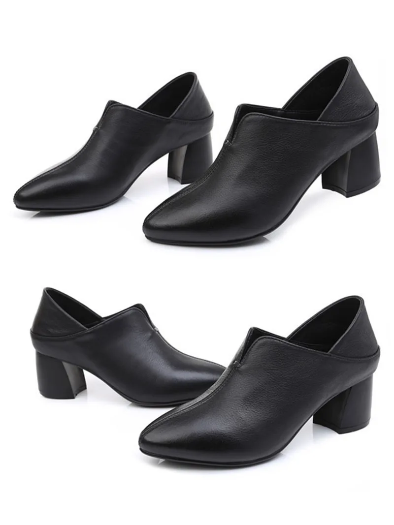 2020 Spring Autumn New Women's Shoes Fashion Thick Heel Round Head Leather High Heels Women Wedding Shoes Ladies Pumps VT725 (12)