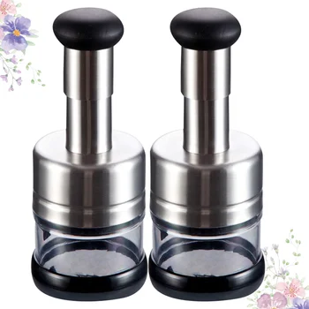 

2Pcs Multifunction Garlic Crusher Manual Garlic Press Vegetable Cutter Shredder Kitchen Gadgets (Silver)