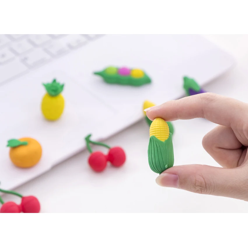 12packs Fresh fruit and vegetable eraser set Rubber Suit kawaii eraser school supplies kids gifts Party Supply