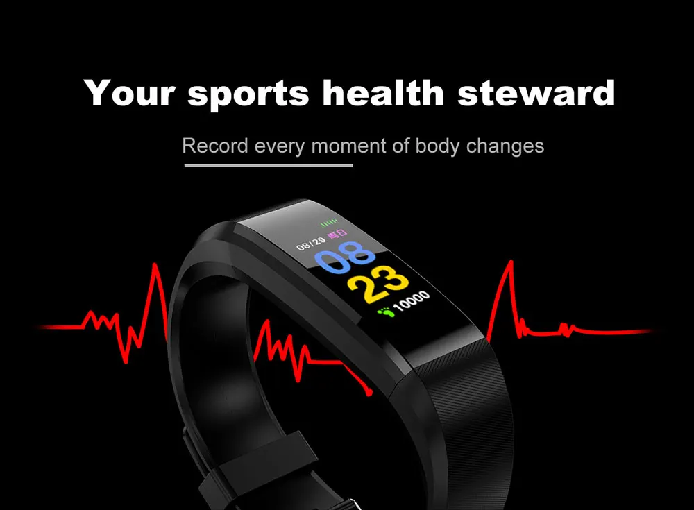 115Plus Smart Bracelet 0.96 inch ST - 17H25 16KB RAM 512KB ROM Heart Rate Monitor Step Count Sedentary Reminder IP67 80mAh Built-in