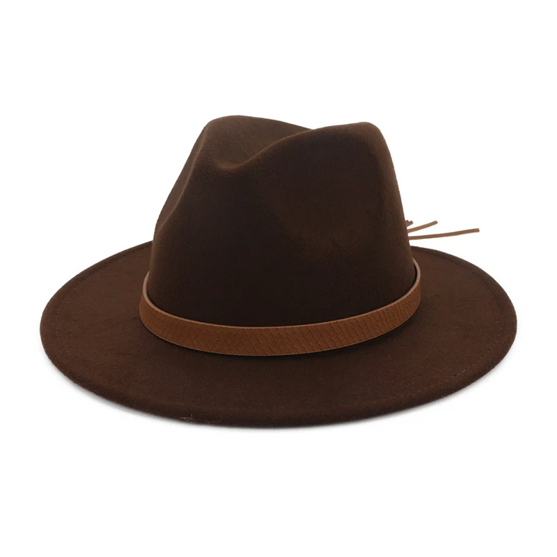 Coffee fedora FS, 12 цветов, мужской шерстяной джазовый головной убор для женщин, Трилби, фетровые шляпы в винтажном стиле, широкие фетровые шапки для джентльменов, зима-осень - Цвет: Coffee fedora
