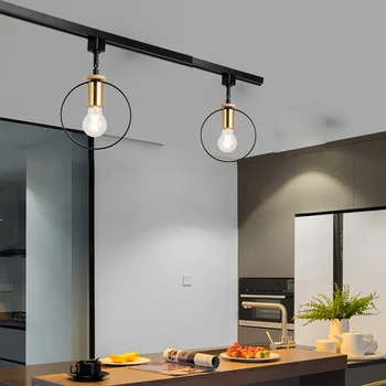 

Nordic Track lights Vintage Ring Track Rail Macaron Indoor Lighting Fixtures Light For Living Room Store Exhibition E27 lamps