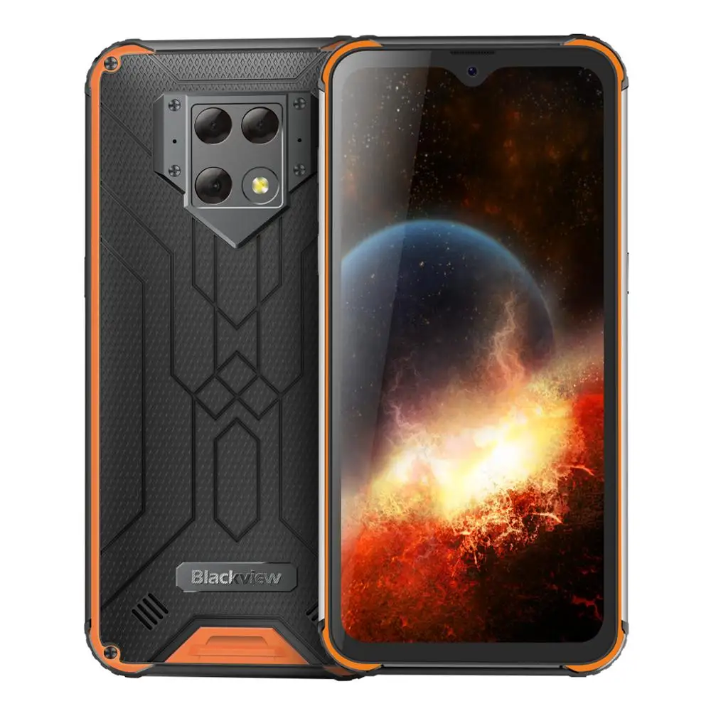 Blackview BV9800 IP68 водонепроницаемый смартфон 6GB+ 128GB 6," incell MT6771 OctaCore 48MP Android 9,0 NFC 6580mAh Беспроводная зарядка - Цвет: Оранжевый