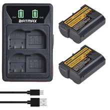 Batmax EN-EL15C EL15 Batterij + Led Usb Dual Charger Met Type C Poort Voor Nikon Z5, Z6, z6 Ii, Z7, Z7II D600 D610 D600E D800 D800E
