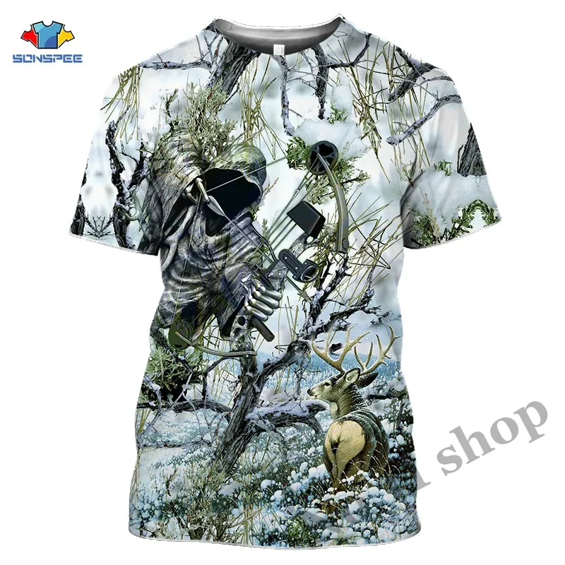 Animal Deer Anime 3D Print Camo T Shirts Elk Hunter Men's Clothes Women Funny Hunting T-shirt Harajuku Tops Homme Short sleeve (4)