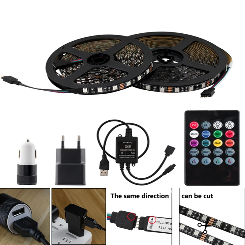 1-5 м 5050 RGB 5 в Светодиодная лента USB для автомобиля ПК с управлением музыкой