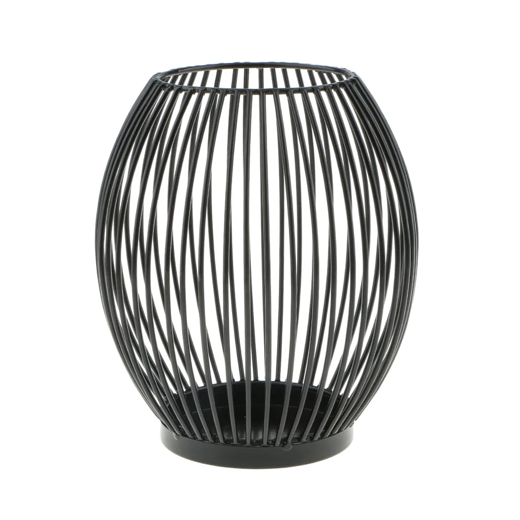 European style retro wrought iron glass hollow windproof candlestick