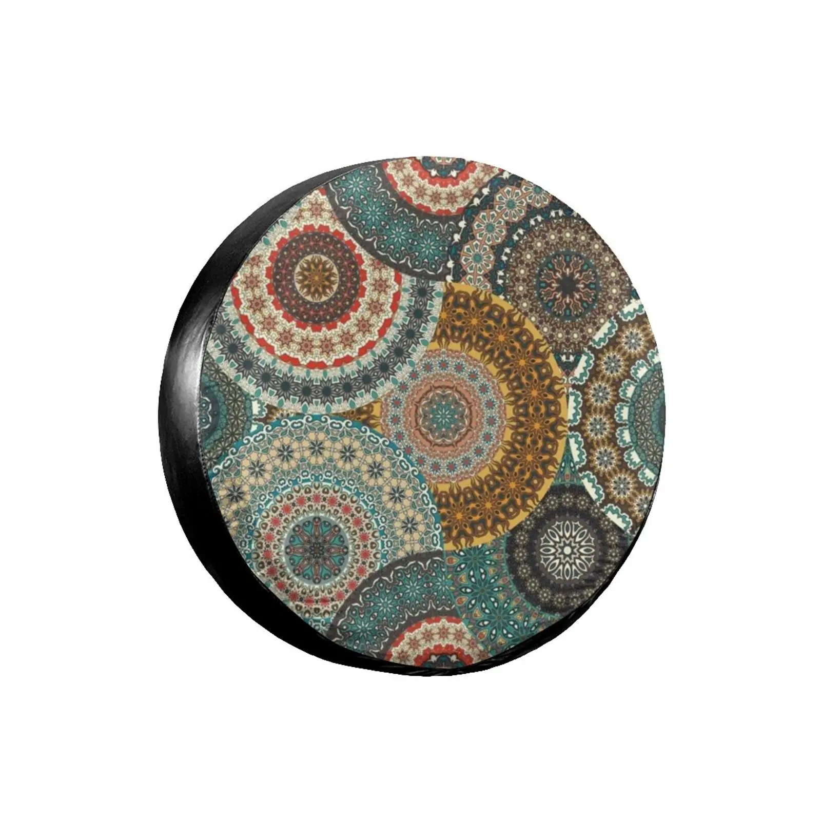 

Colorful vintage pattern with flowers and mandala , A Gift for Camping Enthusiasts, Spare Tire COVER CAR for Camping Car,