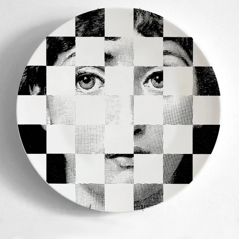 Европейский Миланский стиль Великолепные Редкие тарелки Fornasetti Lina лампочка лицо rosenthal Piero Fornasetti настенные декоративные 8 дюймов - Цвет: 26