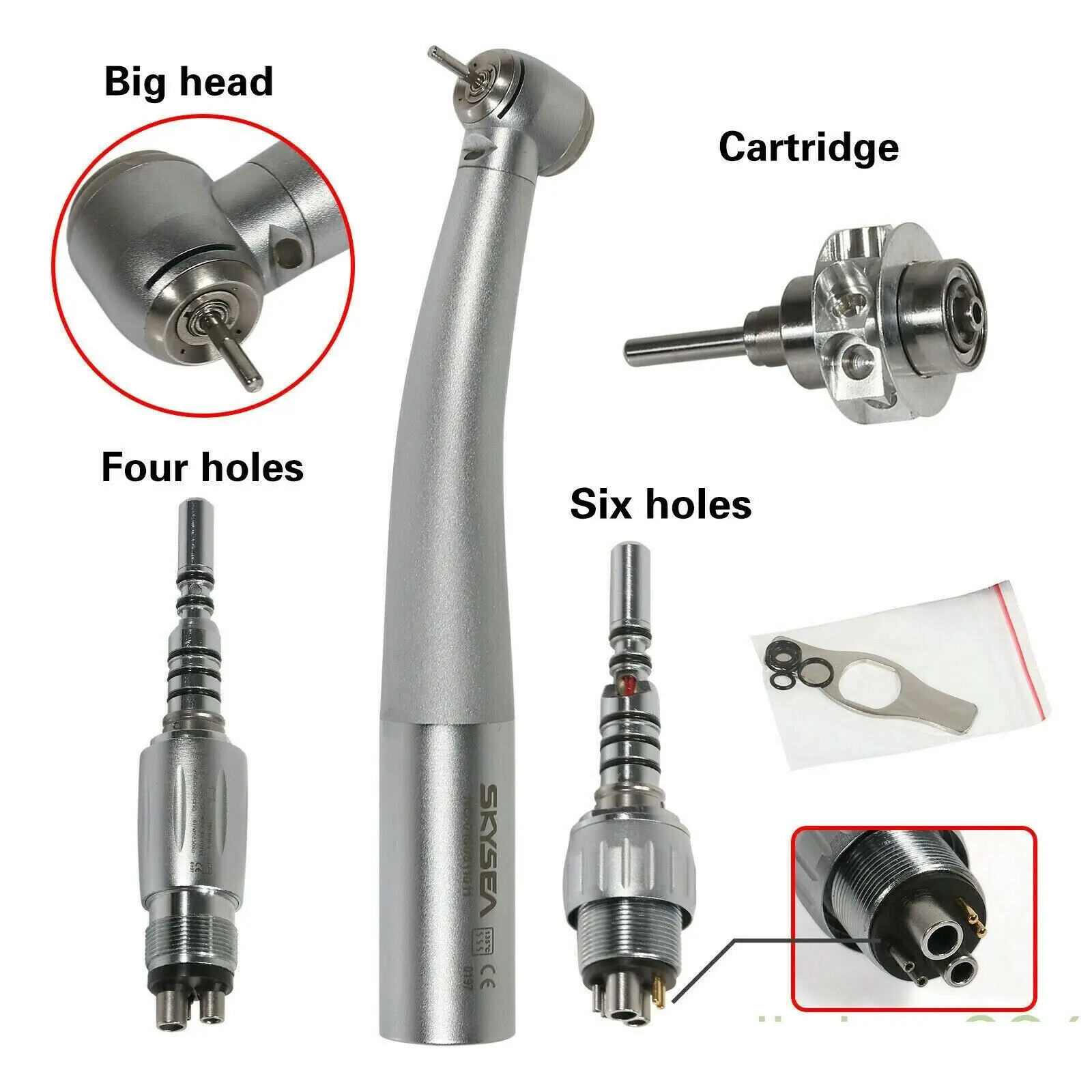 

Dental Large Torque Fiber Optic High Speed Handpiece Compatible Kavo 6000 Canister Turbine With 4/6 Holes Quick Coupler
