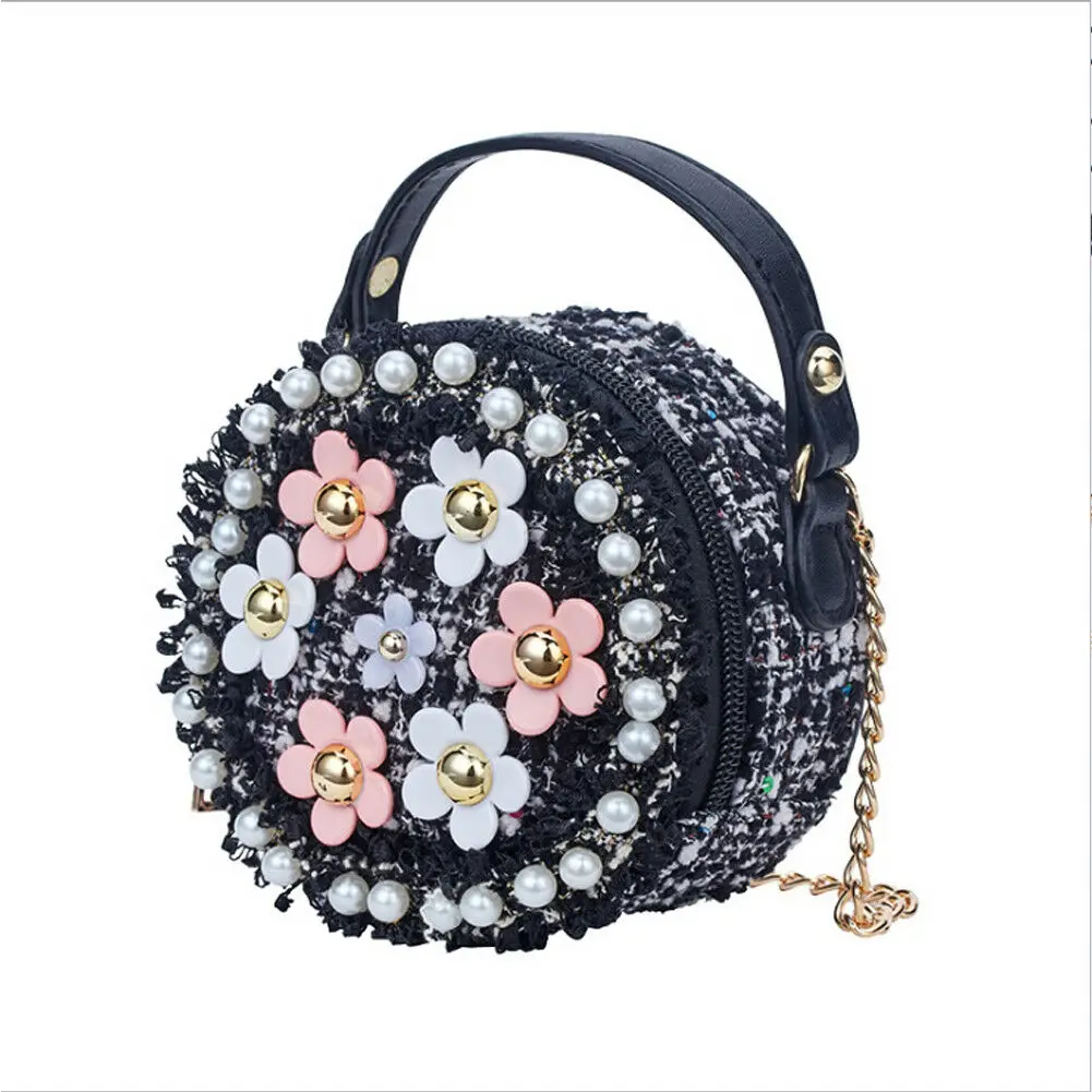 Новая женская сумка для маленьких девочек; милая сумка принцессы для маленьких девочек; детская сумка через плечо; дорожная сумка с цветочным принтом - Цвет: Черный