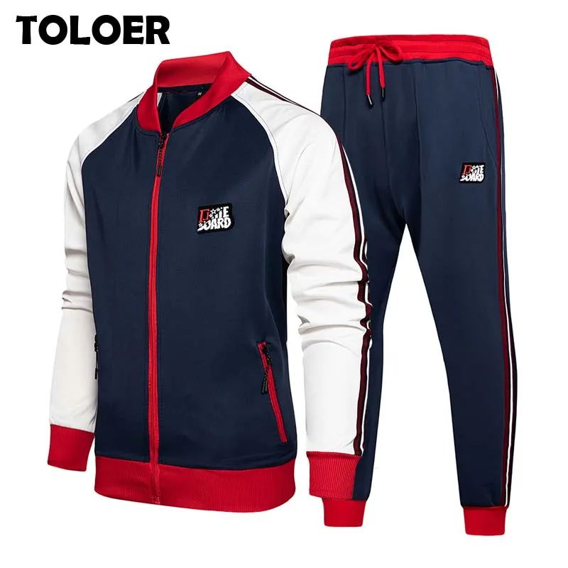Conjunto de 2 piezas de ropa deportiva para hombre, chaqueta y pantalones deportivos con dibujo para hombre, chándal de talla S-5XL