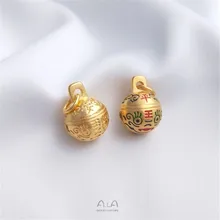 

Strong color sand-gold tiger head bell pendant DIY hand-woven pendant enamel color palace bell bracelet hanging accessories