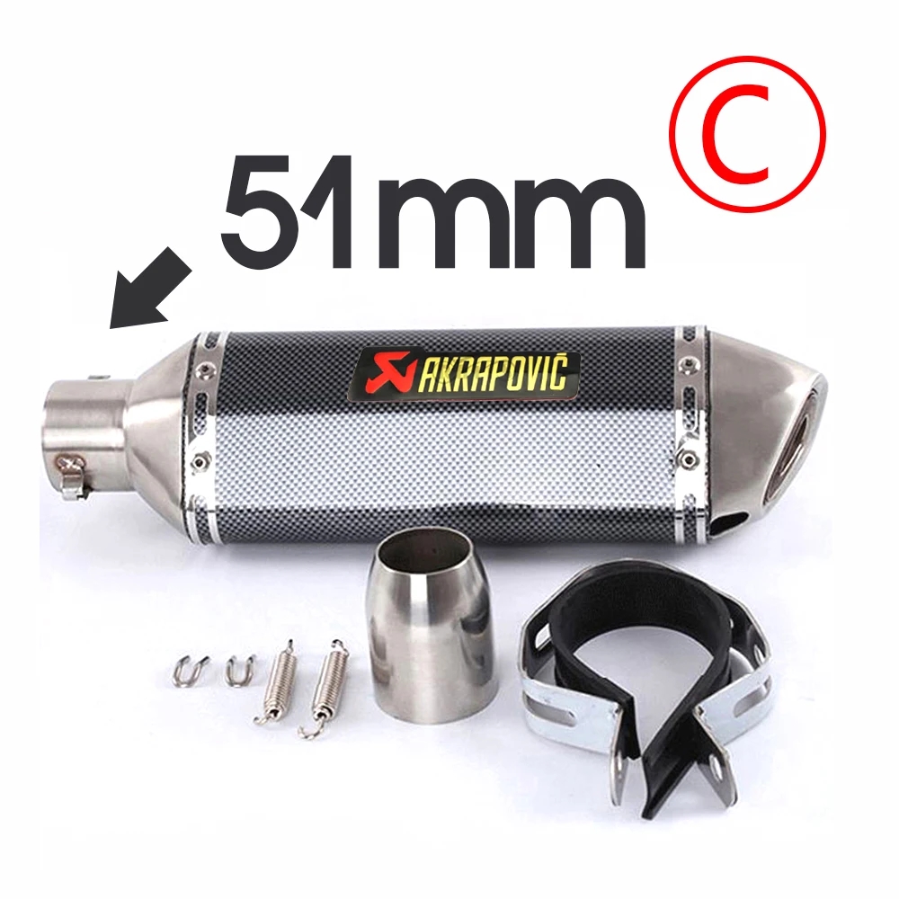 Мотоцикл Akrapovic выхлоп 51 мм мото Глушитель Трубы побега с DB killer для honda cbr 125r integra 750 cb 400 dio 34 sh zoomer - Цвет: PQG-001-C