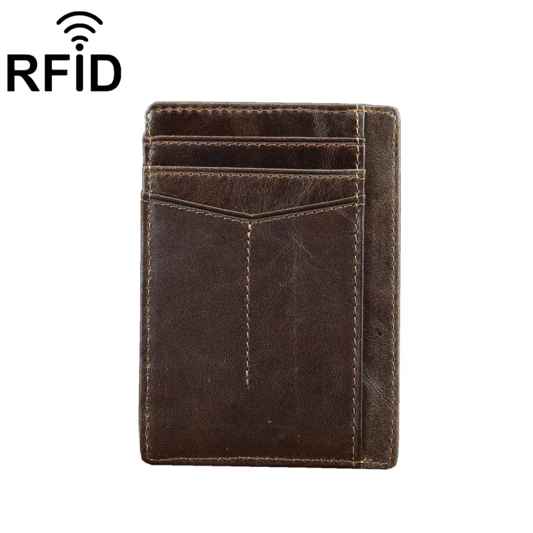 Натуральная кожа держатель для карт для мужчин винтаж Rfid Блокировка короткий Тонкий минималистичный передний карман кошелек портмоне чехол для кредитных карт