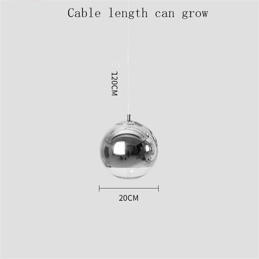 Современный Серебряный Золотой медный абажур подвесной светильник ing стеклянный шар круглый светодиодный подвесной светильник кухонный светильник - Цвет корпуса: Silver 20CM
