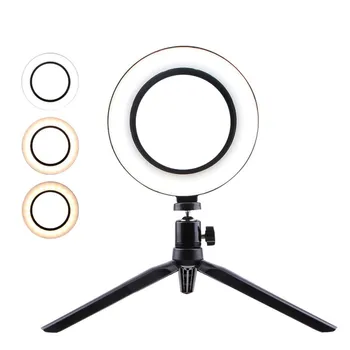 

LED Ring Light Phone Tripod Stand For Makeup Selfie LED Light Desktop Adjustment Lamp With USB Cable
