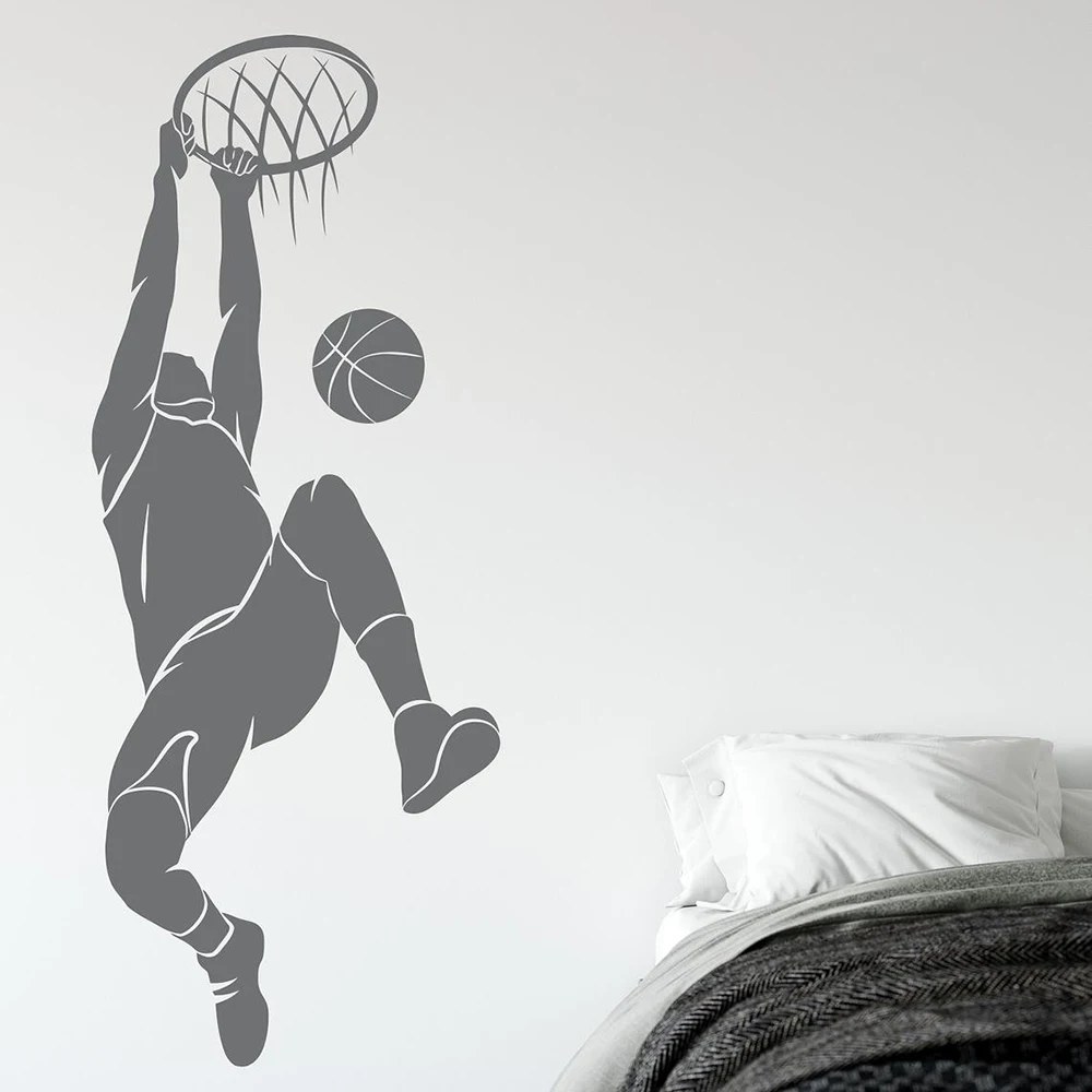 

Boy Room Decoration Vinyl Basketball Decal Basketball Sports Wall Decal Basketball Player Silhouette Wall Sticker