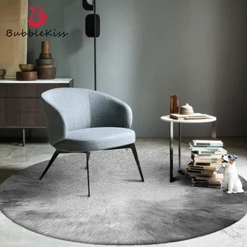 

Bubble Kiss Nordic Style Round Carpet Abstract Pattern Living Room Area Carpet Grey Bedroom Decorative Non-Slip Bedside Carpet