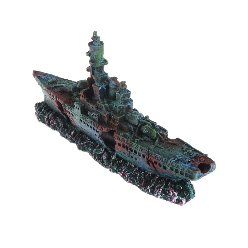 Aquarium Decoration Marine Warship Fish Tank Ornament Hiding Cave Landscape Boat