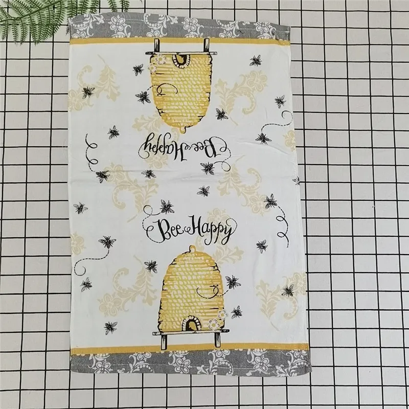 1Pc 41x64cm Cotton Tea Towel Dish Cleaning Cloth Colorful Printed Napkins Cooking Tools Kitchen Towels