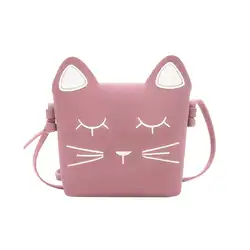 Корейская Модная стильная Маленькая детская сумка-мессенджер с милым котом на одно плечо, через плечо, мини-сумки для девочек, детская сумка