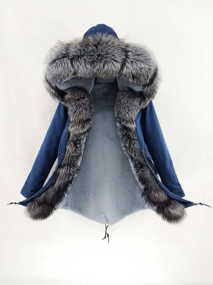 Натуральный Лисий мех жилет пальто натуральная черно-бурая лиса меховой воротник манжеты с капюшоном пальто короткая парка длинная камуфляжная зимняя куртка
