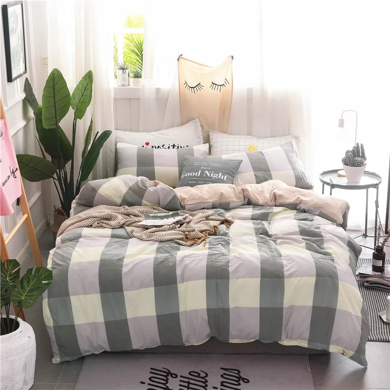

Men's striped style new arrived bedding set Quilt Cover Bed Cover Flat Sheet Pillow Cases