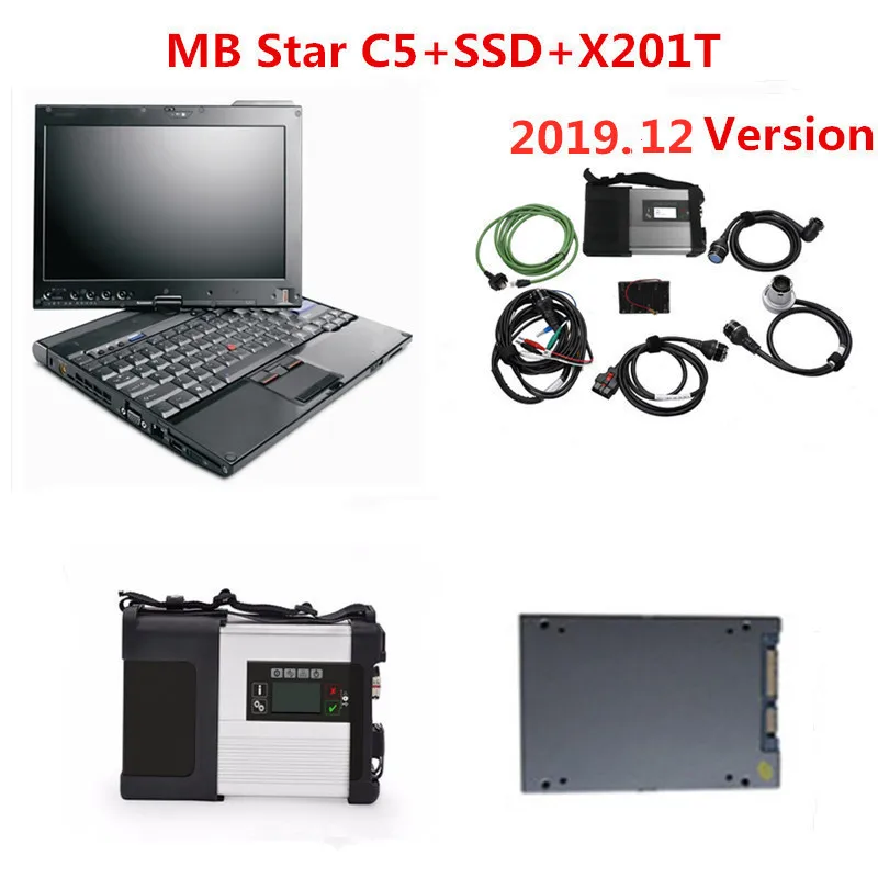 12v Top Tuality MB STAR C5 SD Connect Compact 5 with Latest software 512GBSSD with Laptop x201t OBD2 ScannerDiagnostic Tool