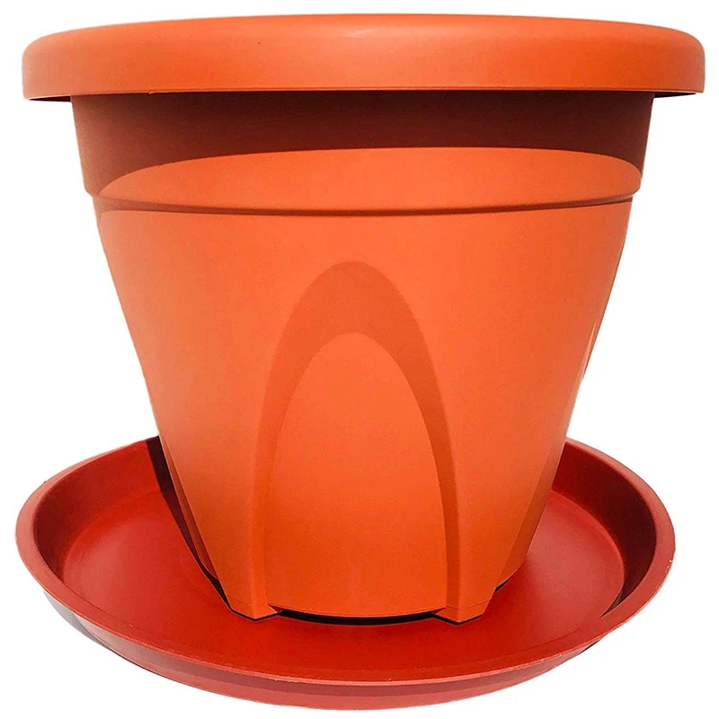10 упаковок(14 дюймов) блюдца для растений Terra Cotta цветочный горшок лоток отлично подходит для комнатных и наружных растений с 10 бирками для растений