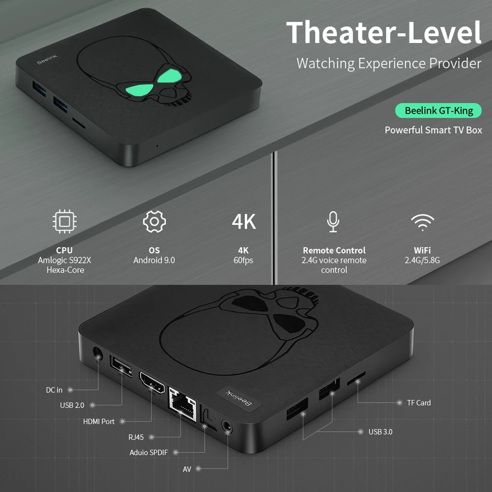 ТВ приставка Beelink GT King на Android 9 0 Amlogic S922X 4 Гб 64 2 4G голосовое дистанционное