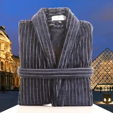 Bathrobe Large Size 3XL For Men Home Clothing Solid Colour Kimono Bathrobe Gown Towel Fleece Home Dressing Gown V-neck Sleepwear