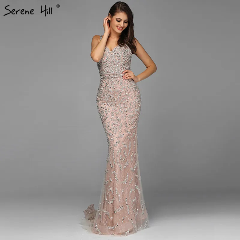 Serene Hill V-Neck Mermaid Sexy Evening Dress Dubai Luxury Sleeveless Full Beadings Cocktail Formal Party Gown CLA60729