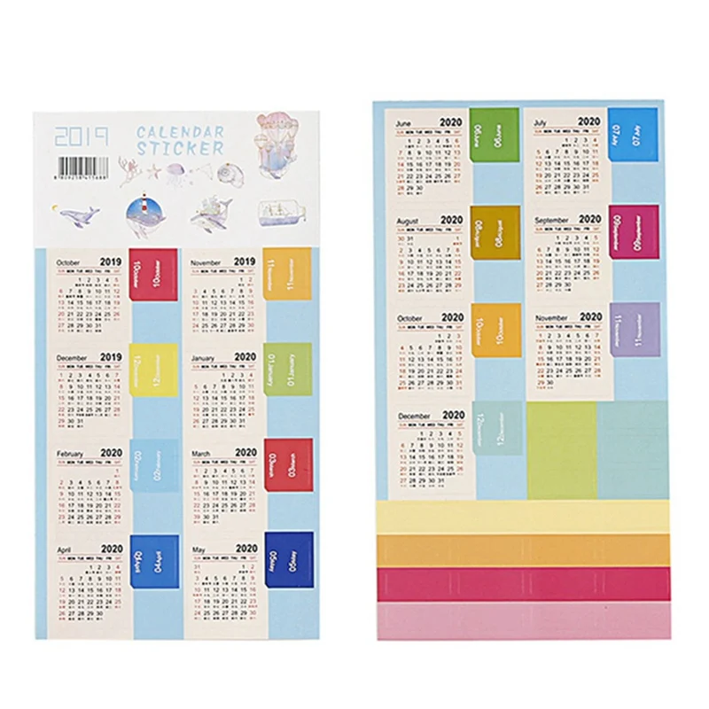 2 шт., год, мини-календарь, канцелярский индекс, декоративная наклейка, s Label, календарь, наклейка, сделай сам, график работы, календарь - Цвет: BL