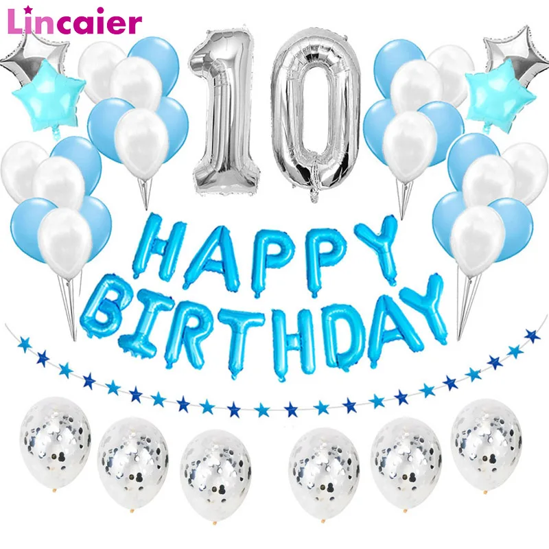 Numero 10 Ballons En Aluminium 10 Ans Joyeux Anniversaire Fete Decorations Dixieme 10th Garcon Fille Latex Ballon Dix Anniversaire Fournitures Aliexpress