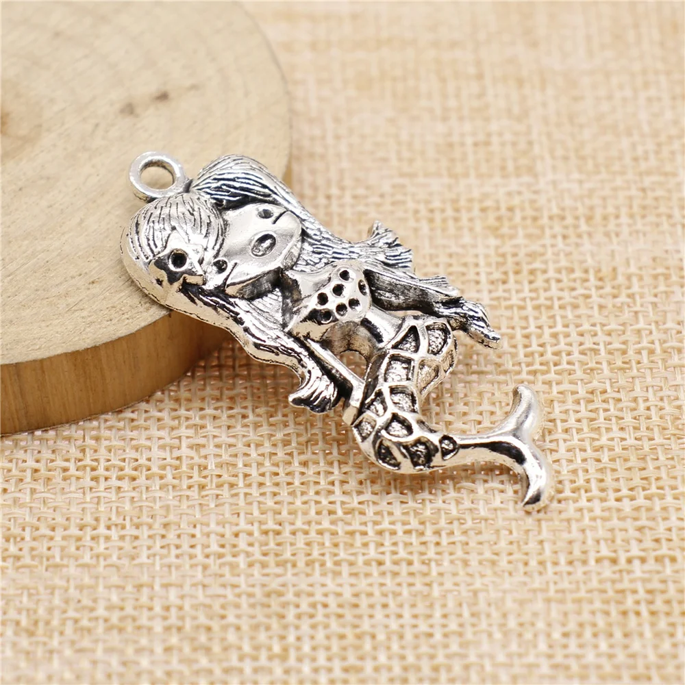 

WYSIWYG 4pcs 54x22mm Mermaid Charms Antique Silver Plated Antique Bronze Plated For Jewelry Making DIY Jewelry Components