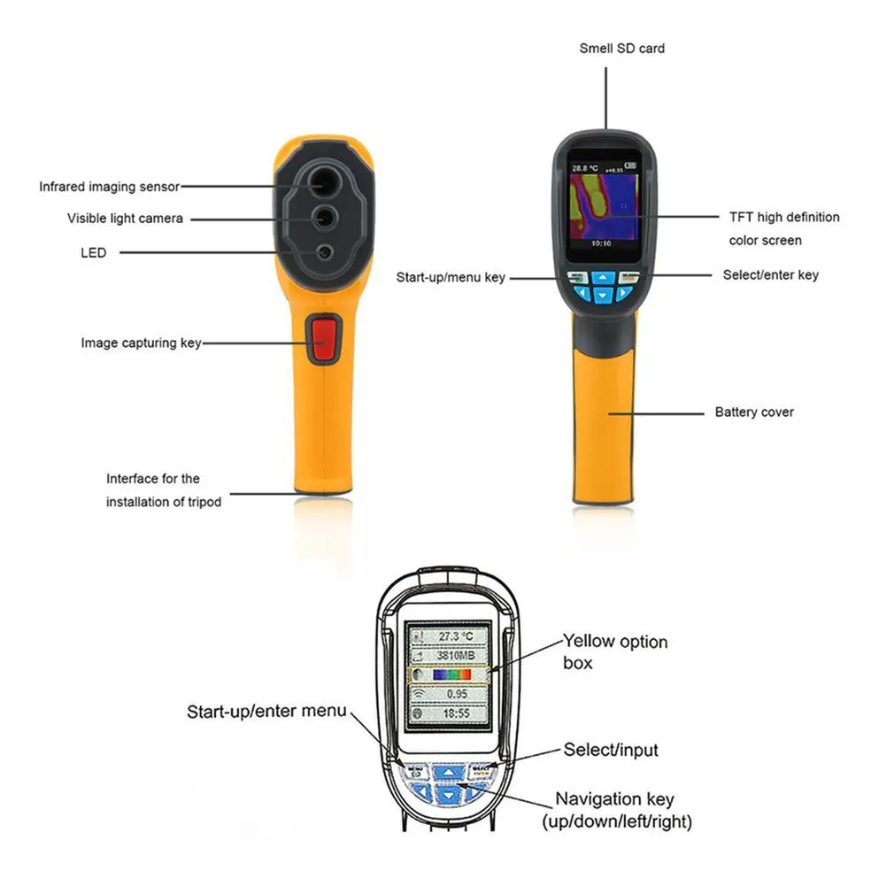 Handheld IR Thermal Imaging Camera 60x60 Infrared Image Resolution 3600 Pixel Digital Display Thermal Imager YK-02