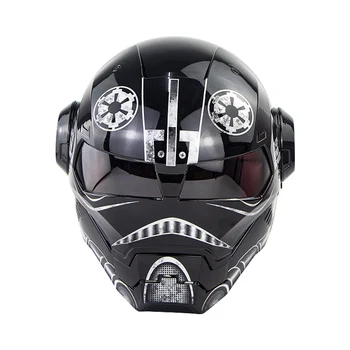 

Flip Up Iron Man shiny black color Motorcycle Helmet casco moto Storm trooper Full-face scooter helmets free shipping ST-610