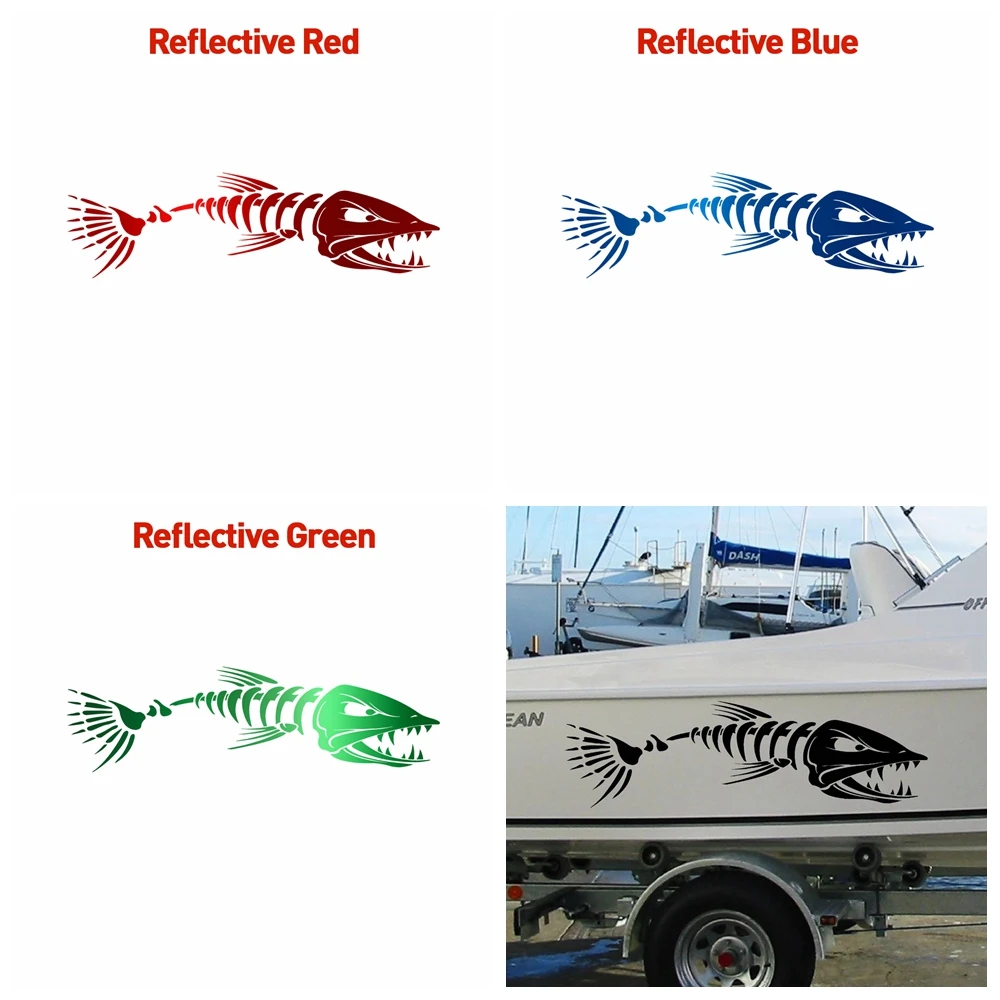 Boat Stickers Fish Bone For Boat Body Decal Styling Engine Hood Decor Cruise Sticker Mural Vinyl Covers Autosticker