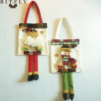 

BITFLY Santa Claus long leg gift bag Christmas doll candy bag Kids favor New year gift storage bag festival decoration for home