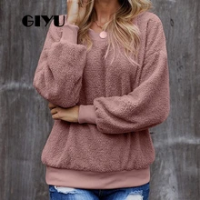 ^#Cheap GIYU Fleece Teddy O Neck Solid Sweater Loose Autumn Winter Jumpers Casual Pullover sueter mujer invierno ^#Cheap GIYU Fleece Teddy O Neck Solid Sweater Loose Autumn Winter Jumpers Casual Pullover sueter mujer invierno