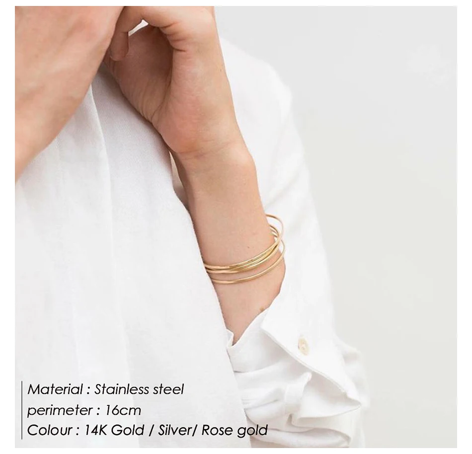 JUJIE 2MM/4MM/6MM Minimalist Stainless Steel Bangle For Women Simple Charm Engrave Bracelet Jewellery Wholesale/Dropshipping - Image 3