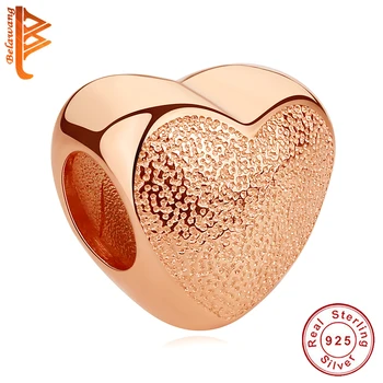 

BELAWANG Authentic Original 925 Sterling Silver Charm Bead Rose Gold Love Heart Charms Fit Pandora Bracelets Women DIY Jewelry