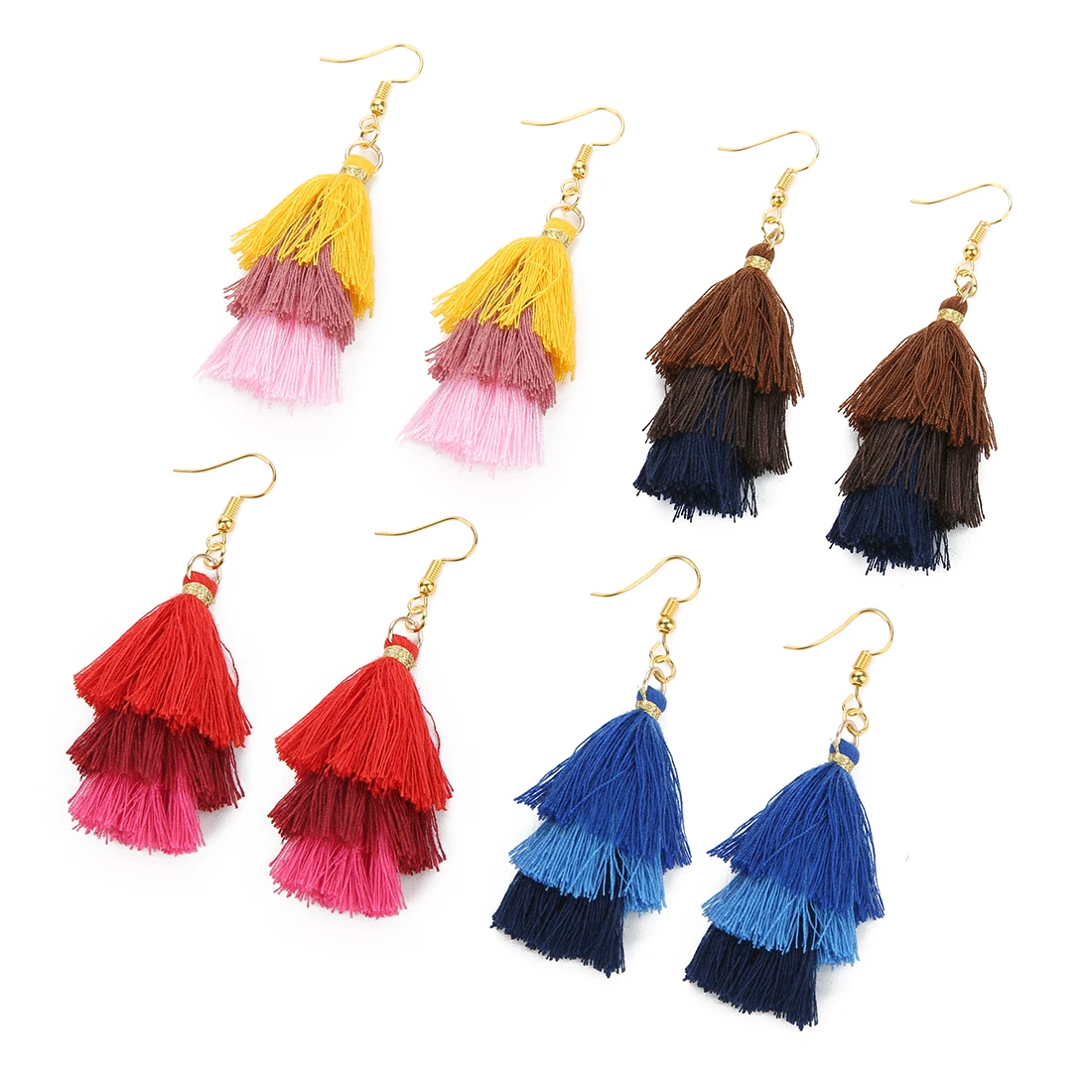 New 3 Layered Bohemian Fringed Luxury Statement Tassel Earrings 2020 Boho Fashion Jewelry Women Long Drop Dangle Earrings