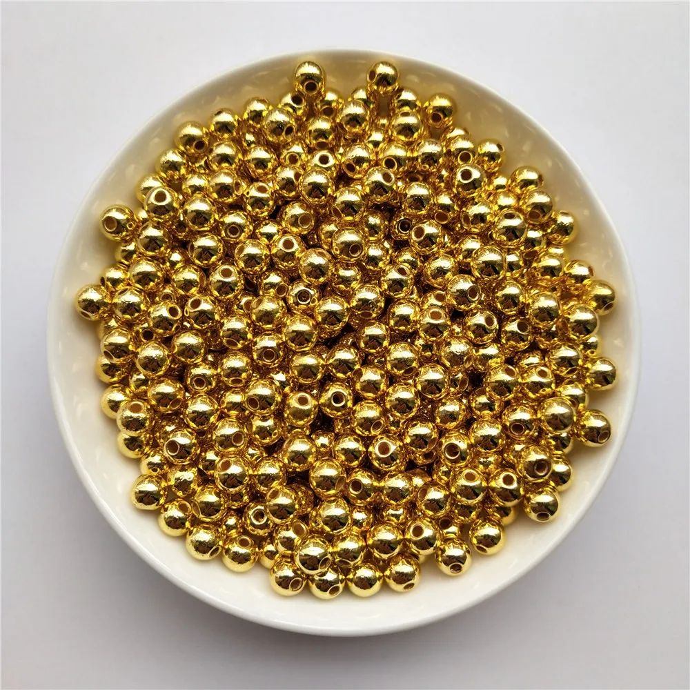 3/4/5/6/8/10/12mm Plating Plastic Beads Smooth Round Spacer Loose for DIY Jewelry Making Crafts Decoration | Украшения и